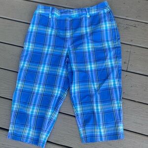 NWOT Talbots - Plaid wide stretch crop pants blue/green/purple/yellow/navy, 12P